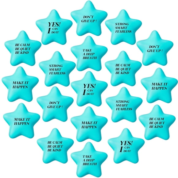 Pelota antiestrés Chalyna Motivational Star, 30 unidades, 5,6 cm, azul cielo