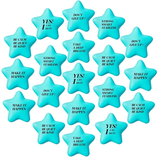 Pelota antiestrés Chalyna Motivational Star, 30 unidades, 5,6 cm, azul cielo