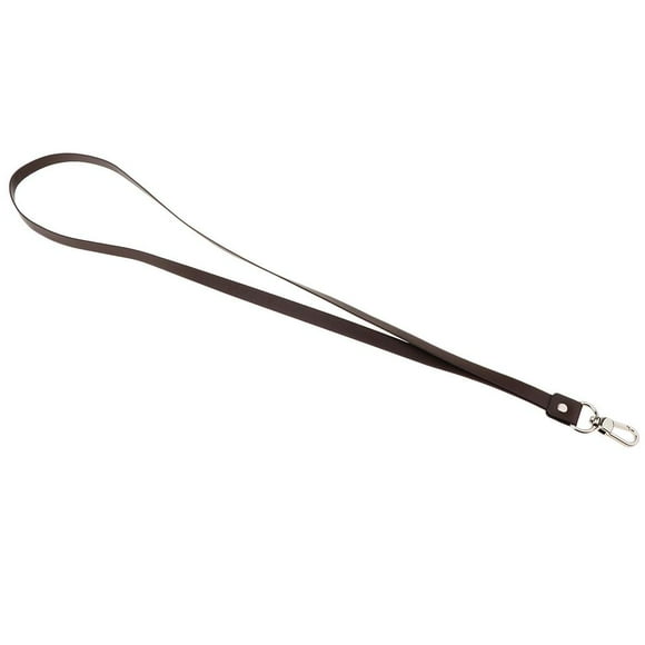 Correa de cuero sintético para el cuello con fuerte clip de metal tipo langosta para tarjetas y credenciales. café