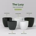 thumbnail image 3 of Greenline Fiberglass Lucy Medium Indoor/Outdoor Round Planter - 15" x 15" x 13" (Gloss Black), 3 of 7