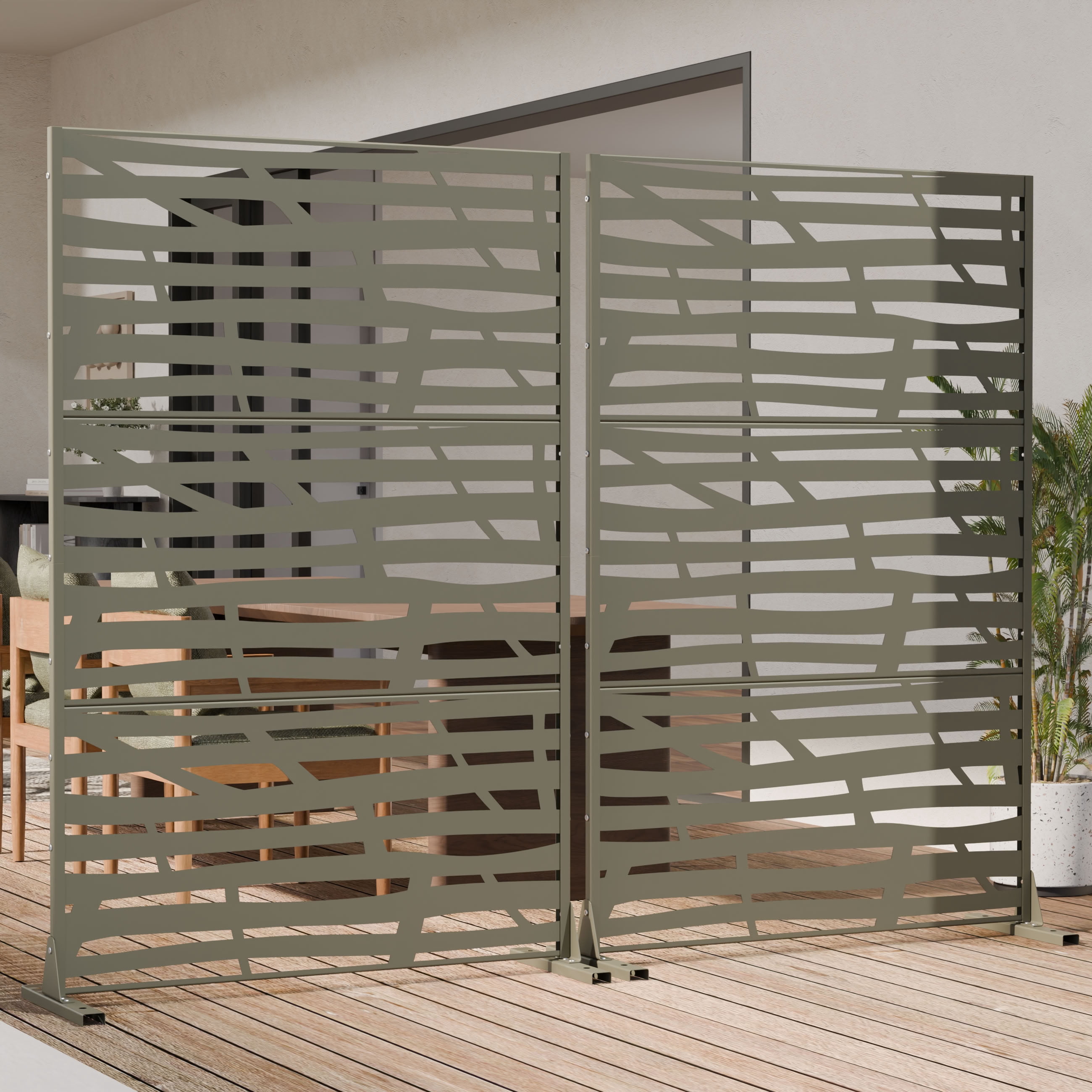 MAYEERTY 72*35in Outdoor Privacy Screen, Powder Coated Metal Privacy Fence, Yard Privacy Panel for Patio, Balcony, Garden