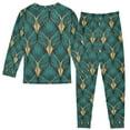 thumbnail image 2 of FORMRS Long Sleeve Top and Pants Pajama Set for Niños 2-Piece Sleepwear, Sizes 18M-8Y, Green Abstract Pattern, 2 of 6