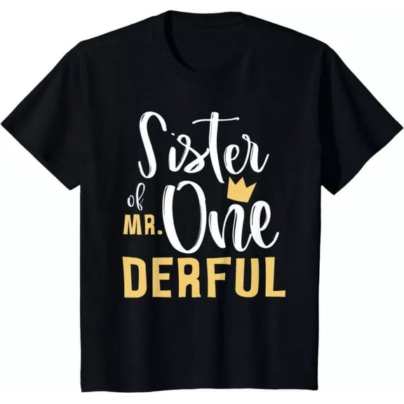 Sister of Mr Onederful First Birthday Matching Family Graphic Tee Retro Cute 1st Birthday Party Top