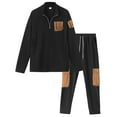 thumbnail image 4 of Yusimy Men's Solid Color 2-Piece Button-Down Half-Zip Set Long Sleeve Drawstring Pants Casual Sports, 4 of 8