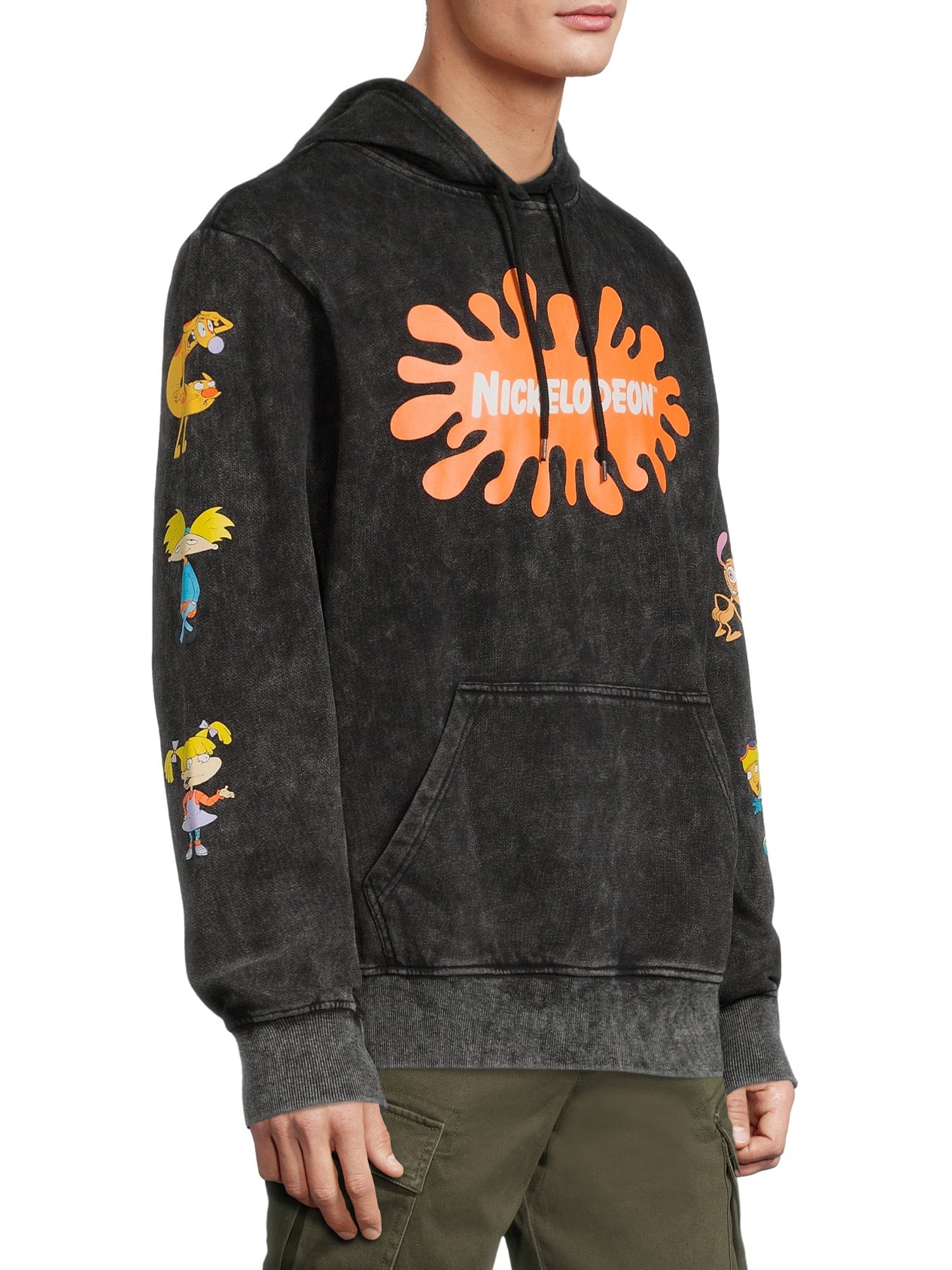 Nickelodeon Mineral Washed Men's & Big Men's Fleece Graphic Hoodie