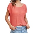 thumbnail image 2 of Puntoco Liquidación de blusas cortas para mujer, moda femenina, color sólido, cuello redondo, manga corta, camisa de punto informal grande, 2 of 5