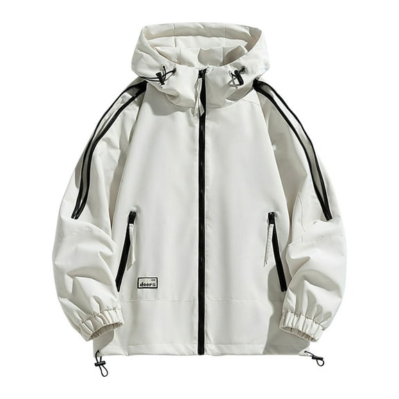 Riecok Mens Zip up Jacket with Hood Long Sleeve Solid Color Coats with Pockets Fashion Casual Workwear Clothes
