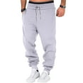 thumbnail image 2 of YDKZYMD Fleece Cargo Sweatpants for Men Drawstring Cinch Bottom Workout with Pocket Joggers Pants Heavyweight Athletic Sweatpants Winter Warm Hiking Baggy Pants Light Gray 4XL, 2 of 6