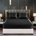 thumbnail image 1 of Sábanas de satén y seda WSYW, funda de colchón suave para cama individual, matrimonial, queen y king., 1 of 8