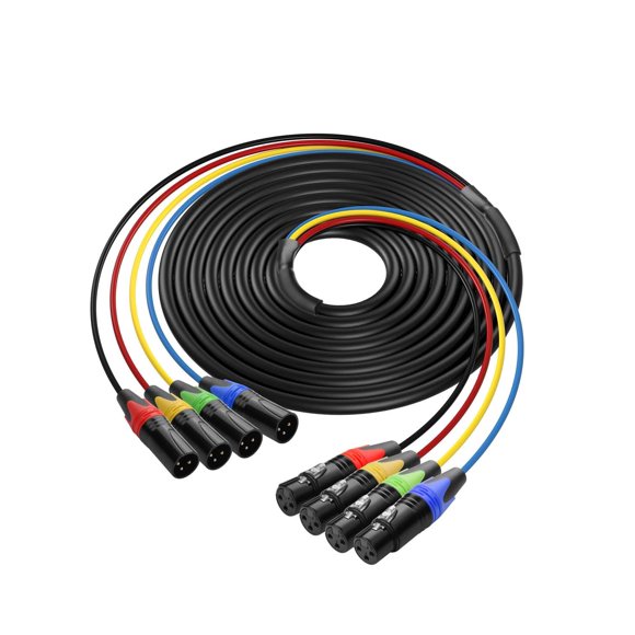 CERRXIAN 16.4ft 4 Channel XLR Snake Cables, Professional 4 Colored XLR Male to Female Recording Snake Cable, Noise Free and Long-Lasting, f