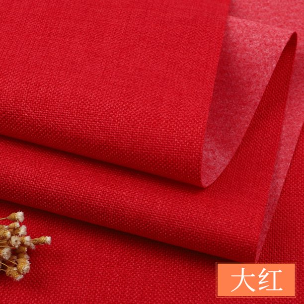 Xiao Hua Tela Roja de Algodón y Lino -1 Pieza, 39.37 X 59.06 Pulgadas, Usada para Pintar y Coser Manualidades, Bolsos DIY, Delantales, Cortinas, Manteles, Fundas de Almohada