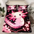 thumbnail image 2 of Homewish Cartoon Animal Axolotl Full Size Sheets,Sakura Cherry Blossom Bed Sheets,Pink Black Sheet Sets,For Teens,Microfiber Bedroom Decor,4pcs, 2 of 7