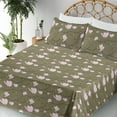 thumbnail image 3 of Ambesonne Jungle Boho Fitted & Flat Sheet with Sham 3 Pcs Set, Pastel Magnolia Drawing, Twin XL, Khaki Soft Pink, 3 of 5
