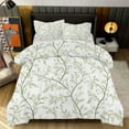 thumbnail image 2 of Elegant Green Leafy White Pattern Comforter Set Queen Size Bedding Set For Travl Bedroom Decor Quilt With 2 Pillow Cases, 2 of 5