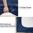 thumbnail image 7 of PHF Truly Velvet Fitted Sheet Queen Size, Luxury Super Soft Flannel  Bottom Sheet with 15" Deep Pocket for Winter, Navy Blue, 7 of 7