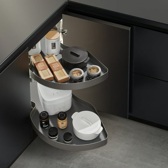 Shearer 2 - Panier Coulissant d'Angle de Store à 2 Tablettes avec Aile Ouverte à Gauche, Organisateur pour Armoire d'Angle Droit