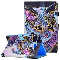 Wallet Case for Galaxy Tab A 10.1 2016 Case Old Model SM-T580/SM-T585, Allytech Smart PU Leather Kickstand Case with Auto Wake Sleep Card Slots/S Pen Holder Case for Samsung Tab A 2016, Colorful Cat
