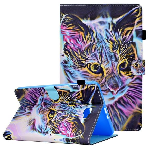 Wallet Case for Galaxy Tab A 10.1 2016 Case Old Model SM-T580/SM-T585, Allytech Smart PU Leather Kickstand Case with Auto Wake Sleep Card Slots/S Pen Holder Case for Samsung Tab A 2016, Colorful Cat