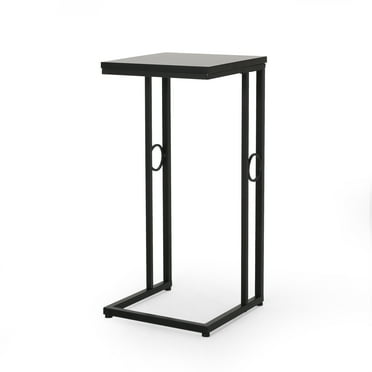 Noble House Maxwell Modern Faux Wood End Table, Matte Black, Black