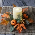 thumbnail image 7 of Pumpkin Sunflower Candle Ring 10 Inch Fall Wreath for Table Decor Thanksgiving Centerpiece Harvest Party Supplies Home Decorations Reusable, 7 of 7