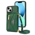 thumbnail image 3 of Nalacover for iPhone 14 Zipper Wallet Case,Luxury Premium PU Leather Back Soft TPU Magnetic Buckle Flip Card Pocket Shockproof Slim Cover with Adjustable Crossbody Shoulder Strap,Green, 3 of 14