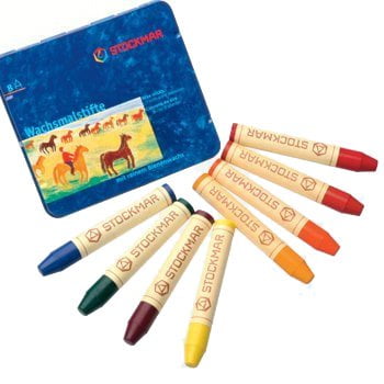 - Stockmar Beeswax Stick Crayons in Storage Tin, Set of 8 Colors, Waldorf Assortment