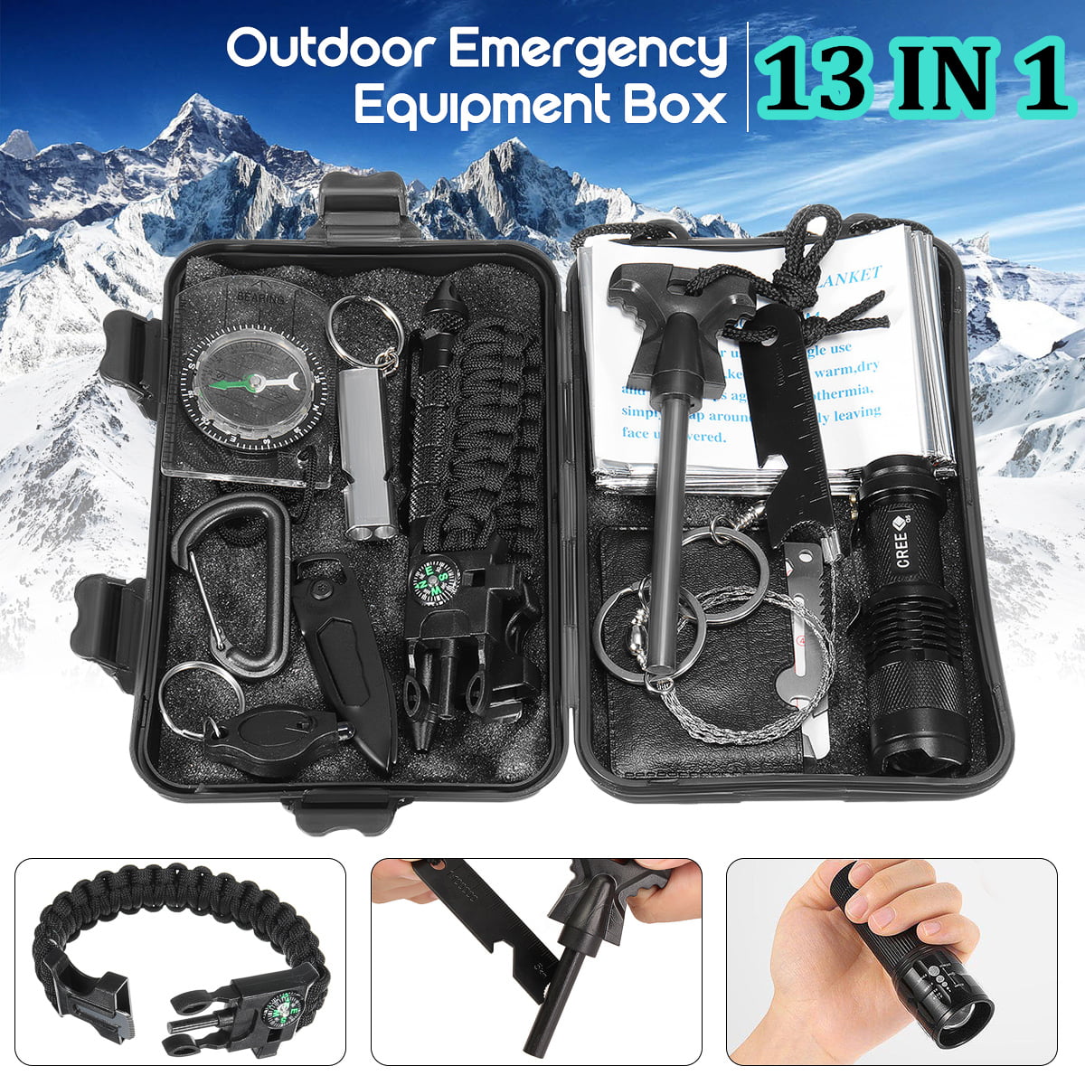 SOS Help Outdoor Sport Camping Hiking Survival Emergency Tools Kits Hot V4H7