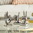 thumbnail image 3 of 6", 7", 7"H Silver Porcelain Ceramic Gesture Hands Sculpture, by CosmoLiving by Cosmopolitan (3 Count), 3 of 13