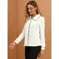 thumbnail image 4 of Camisa casual Allegra K con cuello Peter Pan blanco L, 4 of 6