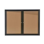 Adiroffice 504-02 48" X 36" Lockable Double Door Fabric Board Enclosed Bulletin Memo Board