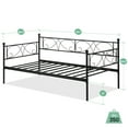 thumbnail image 2 of Twin Size Daybed Frame Heavy Duty Metal Slats Mattress Foundation Platform Sofa Bed with Headboard for Bedroom, Black (Daybed), 2 of 9