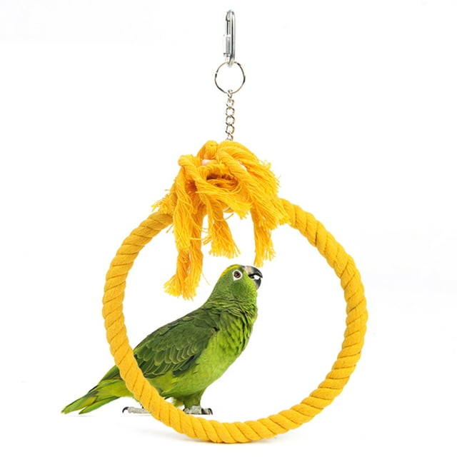Parrot Swing Toy Hanging Cotton Rope Round Bird Circle Swing Parrot Ring Perch