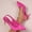 Hot Pink, variant on Cxenplz Womens Pointed Toe Heels Slingback Slip On Pumps Close Toes T Strap Heeled Sandals Low Heel Dress Shoes for Women
