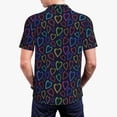 thumbnail image 3 of Balery Colored Hearts Printed Men’s Short Sleeve Polo Shirt, Midweight Men's Shirt,Golf Polo shirts -Small, 3 of 8