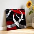 thumbnail image 3 of Canvas Wall Art Black Red Circle Canvas Art Print Geometric Lines Pictures Wall Decor for Living Room Bedroom Artwork Decorations Stretched Framed Ready to Hang 10"x10", 3 of 9