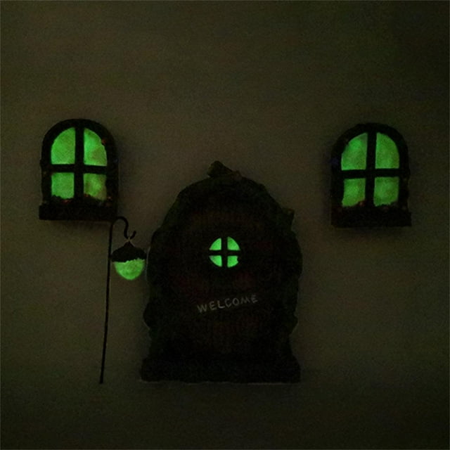 Miniature Fairy Tree Decorations Fairy Door And Window Set Luminous Door And Window Ornaments