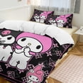 thumbnail image 6 of Kuromi And My Melody Duvet Cover Set 3-Piece Bedding Set Soft Warm And Comfortable Soft Bed Set with 1 Duvet Cover And 2 Pillowcases for Bedroom All Season 79"x90", 6 of 7