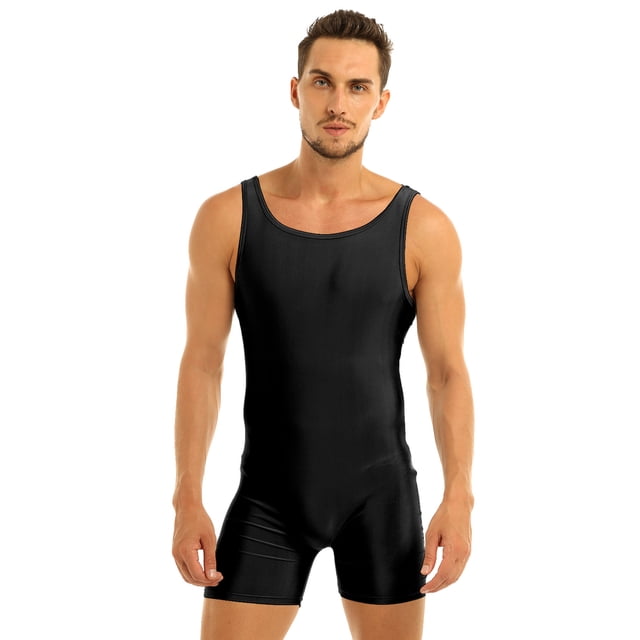 CHICTRY Mens One Piece Sleeveless Solid Color Leotard Workout Gymnastics Sport Active Bodysuit Unitard Black L