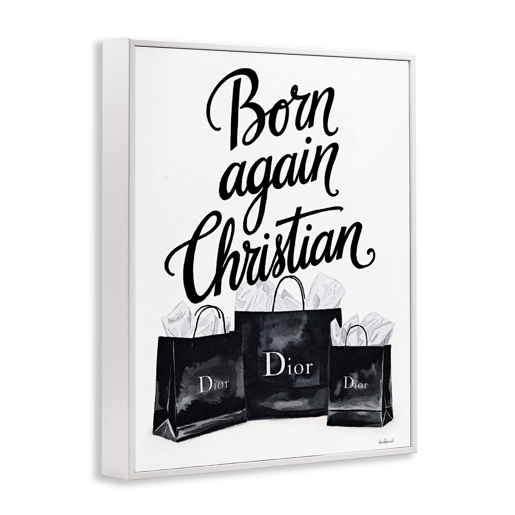Shopping Born Again Christian White Framed Giclee Art, design by Amanda Greenwood