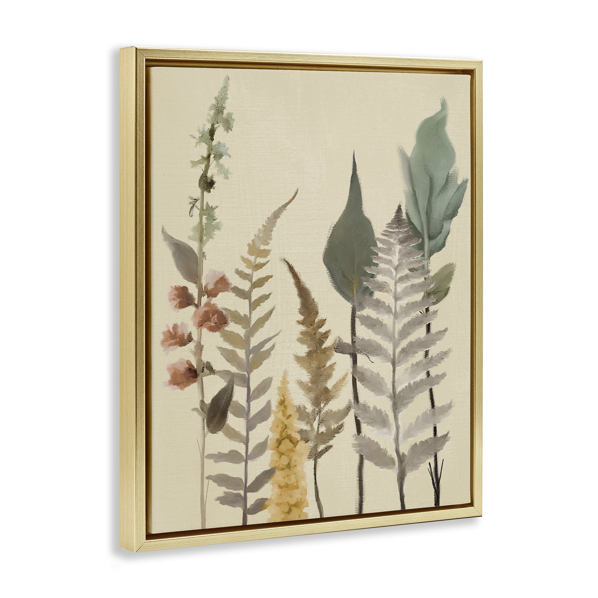 Stupell Industries Fall Botanicals Forest Ferns Gold Framed Floater Canvas Wall Art, design by Elizabeth Medley