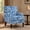 Blue & White Paisley Print, variant on Upholstered Accent Chair, Vintage Armchair with Grey Linen Fabric and Nailhead Trim for Living Room, Blue & White Stripe