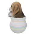 thumbnail image 4 of Realistic Tri Color Beagle Puppy Dog Figurine With Glass Eyes Pup In Pot, 4 of 10