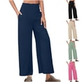 thumbnail image 1 of Sentmoon Linen Pants Solid Color High Waist Women Trouser Pants Plus Size Loose Fit Stylish Summer Cute Pants for Women Vacation Essentials for Women for Work and Office L, 1 of 8