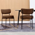 thumbnail image 7 of Lontai Modern Accent Chair, Upholstered Dining Chairs Side Chair, Armless Dining Chair , Set of 2, Brown, 7 of 7