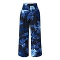 thumbnail image 4 of Sentmoon Women's Pants Elastic Waist Boho Floral Print Summer Casual Pants Straight Fit Wide Leg Pockets Quick Dry Palazzo Pants Casual Lady for Casual Hangouts Multicolor S, 4 of 5