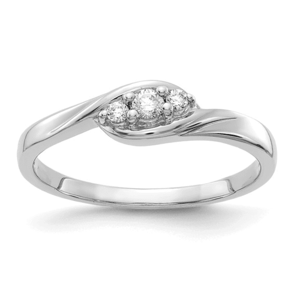 Lab Grown Diamond 14K White Gold Engagement Ring for Her - Three Stone Diamond Ring Statement Bypass Ring