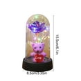 thumbnail image 3 of Preserved Flower Ornament, Teddy Bear Decoration, Valentine's Day Acrylic Gold Rose Nightlight, Purple Plastic Romantic Gift with LED String Light, 3 of 7