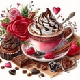 thumbnail image 1 of Colorful Coffee and Pastry Roses Canvas Rhinestone 5D DIY Diamond Embroidery Kits Art, 35*35 cm, frame not included.,3739, 1 of 5