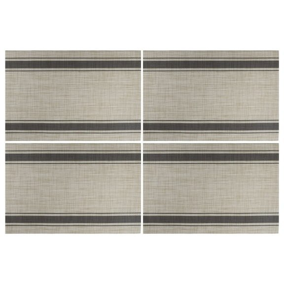 4 Pcs Double Stripe Pattern Placemats PET Place Mats for Kitchen Table Washable Table Mats Brown