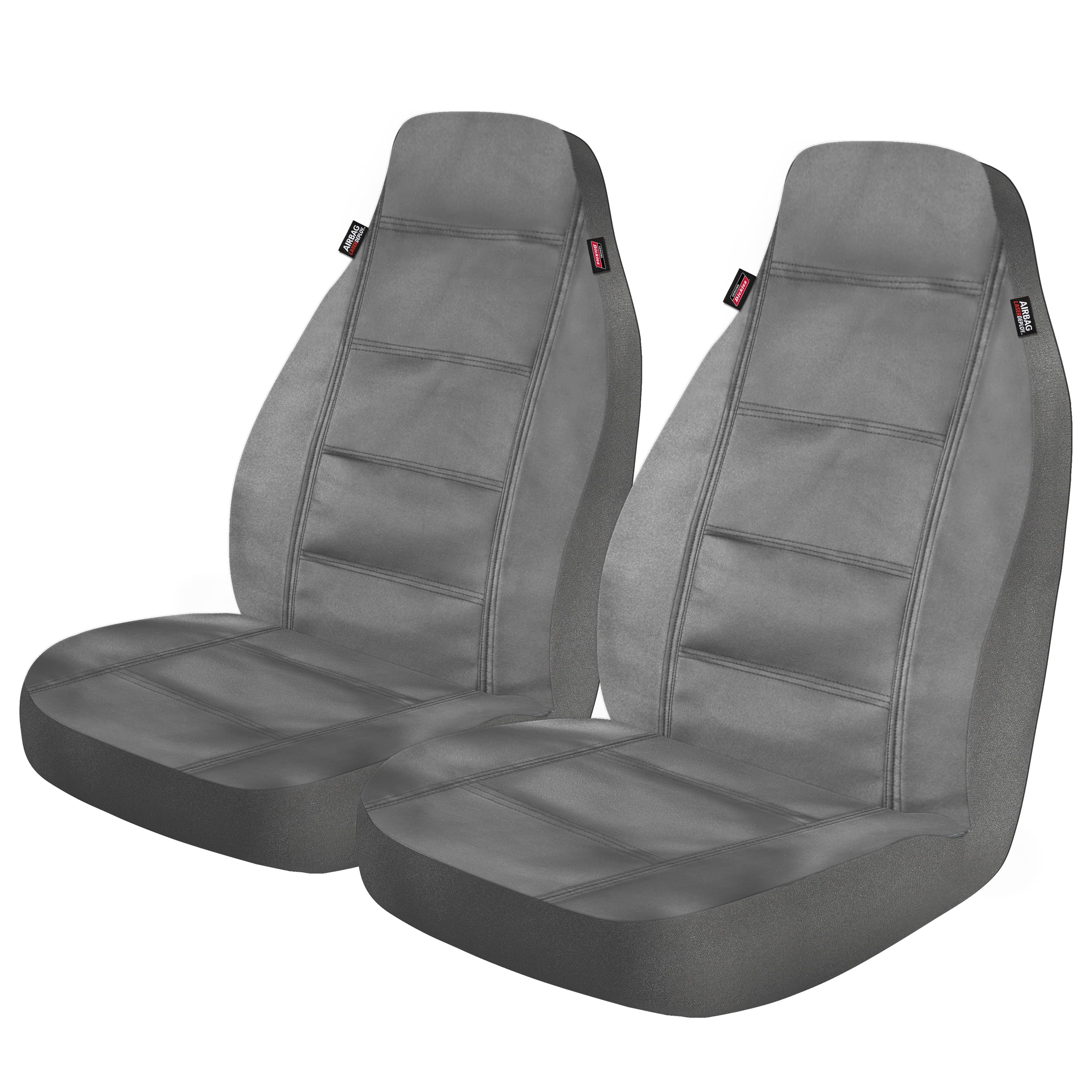 Genuine Dickies 2 Piece Prestige Vegan Leather Car Seat Covers Gray, 806475